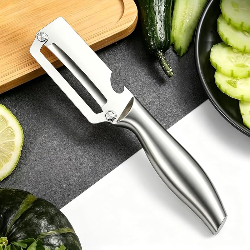 Descascador de legumes em aço inoxidável, descascador profissional de fruta com pega antiderrapante para batatas, maçãs e cenouras, 1 peça