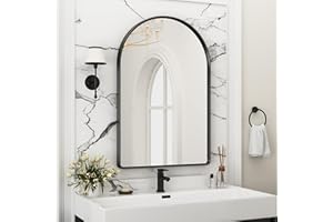 Suidia Bathroom Mirror, 24x36 Inch Wall Mirror for Bathroom Arched Mirrors Brushed Metal Frame Black Bathroom Mirror for Living Room Bedroom Entryway, Horizontal/Vertical