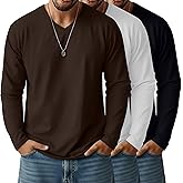 Ficerd 3 Pack Big and Tall Shirts for Men V Neck Cotton Long Sleeve Tee L-7XL Casual Loose Tops Oversized Basic T Shirts