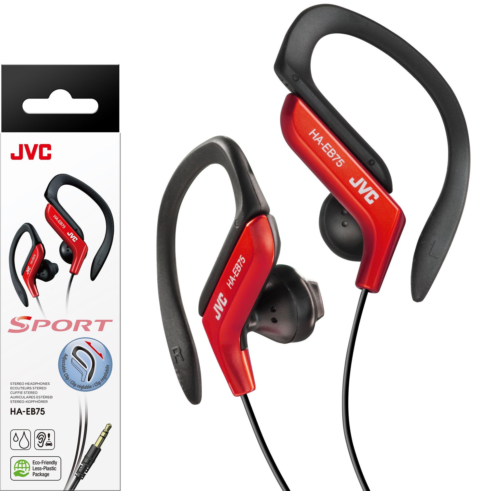 JVC HAEB75R Sports Clip Headphone, Red