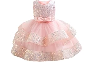 Miipat Baby Girl Pageant Dress Sequins Princess Dress Toddler Flower Wedding Birthday Party Gown Dresses 12 Months-4 Years