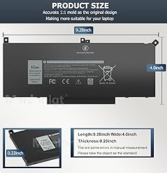 7480 F3YGT 2X39G 60WH Laptop Battery for Dell