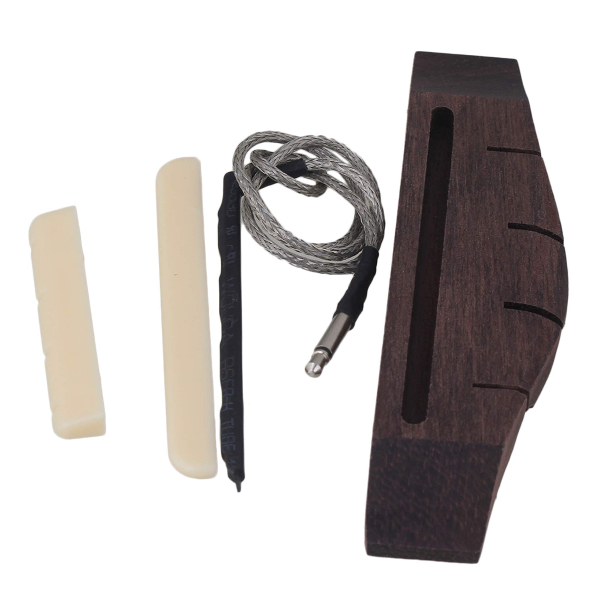 Yibuy Rosewood Bridge & Piezo Bridge & Saddle Nut Set for Ukulele Guitar