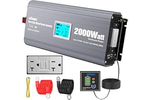 GIANDEL 2000 Watt Inverter Pure Sine Wave with UL Listed GFCI Outlets Power Inverter 12V DC to 120V AC FCC Approved Remote with Battery Level Monitor for Off Grid Solar Setup RVs Campers