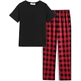 Arshiner Boys Pajamas Short Sleeve and Long Pants 2 Piece Pajama Set for Boys 6-14 Years