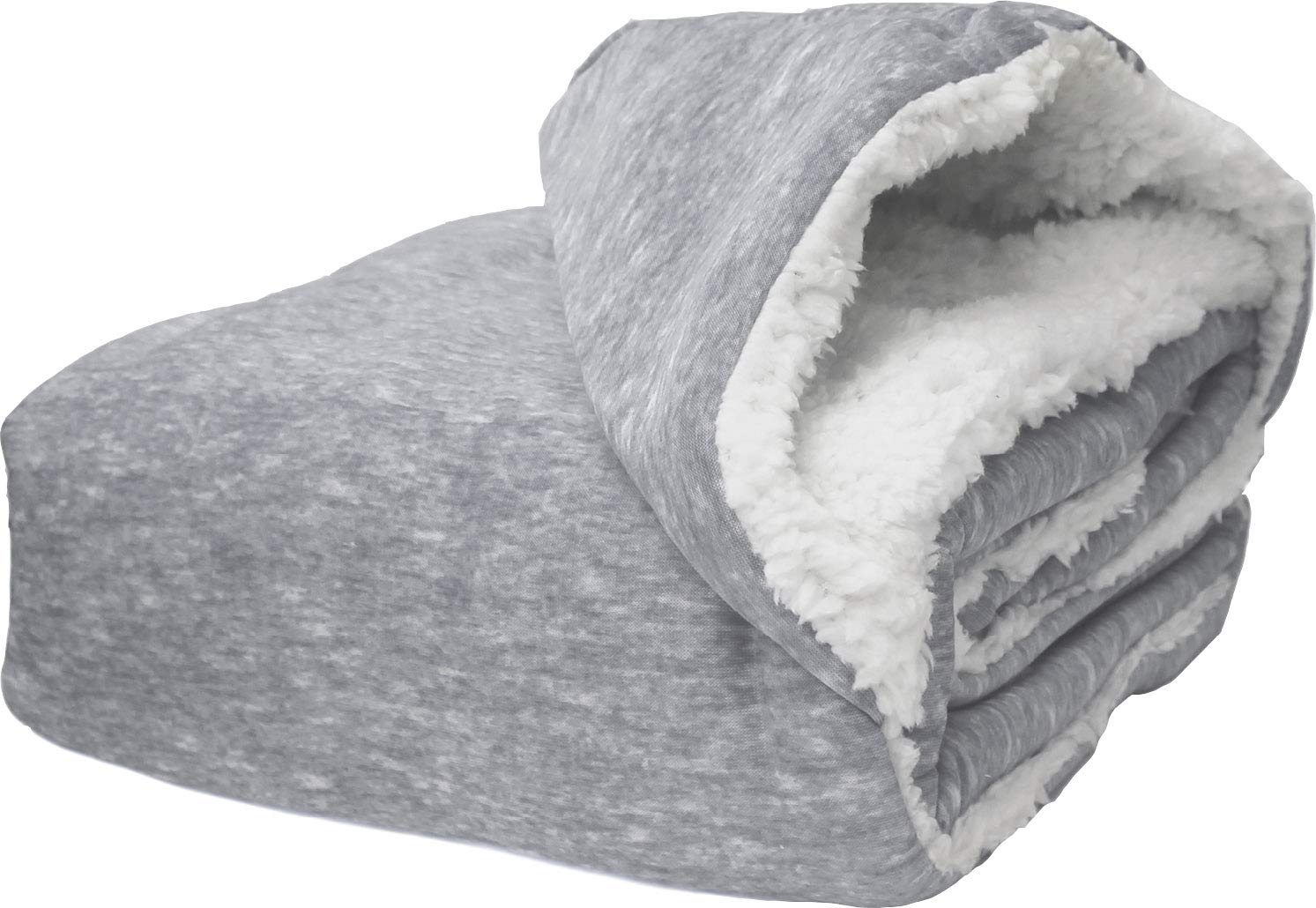 Posh Home Hooded Jersey Knit Reversible Sherpa Throw Blanket Blue 50 x 60