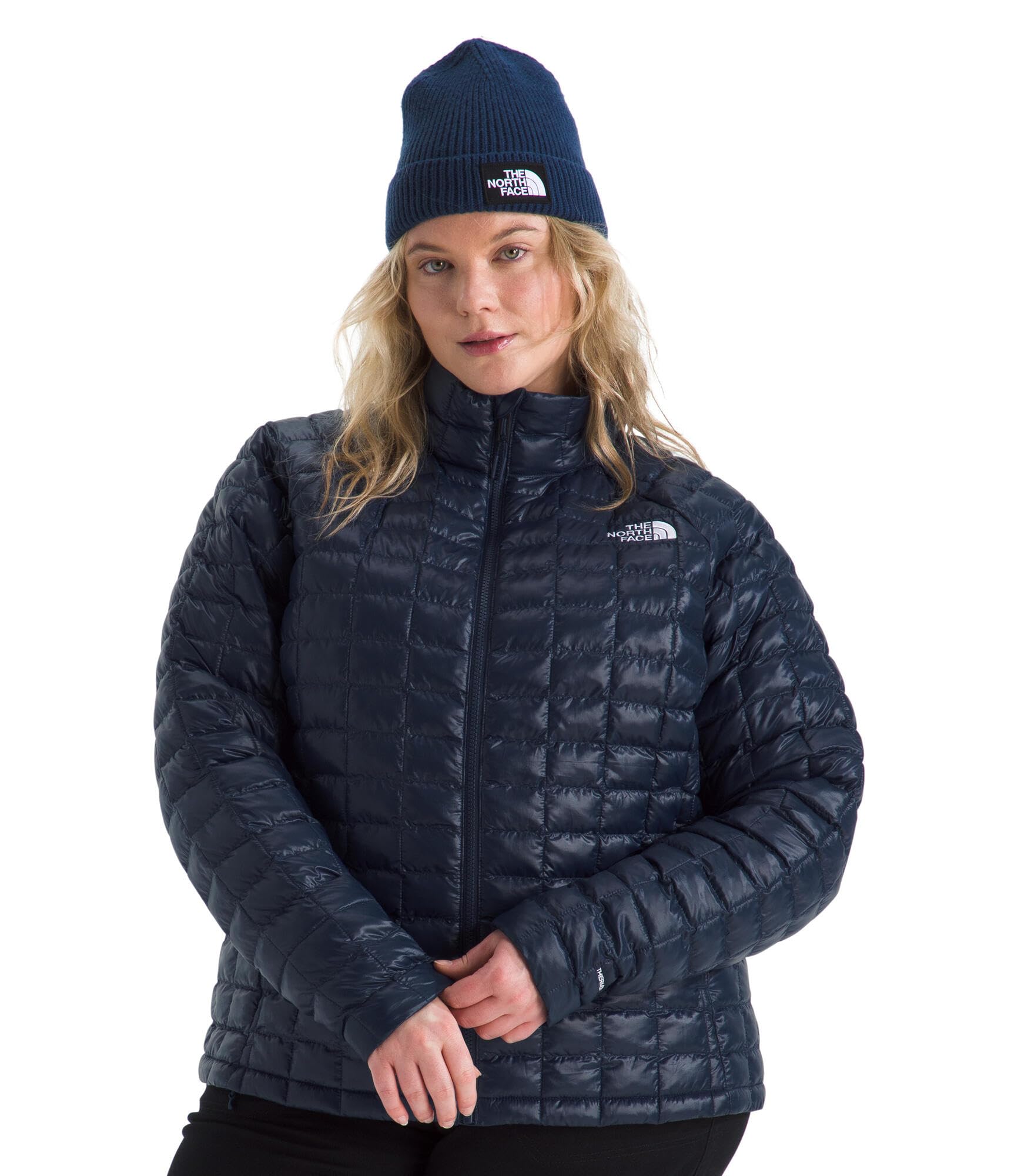 The North Face Women’s ThermoBall Insulated Jacket (Standard & Plus Size) – Wind & Water Resistant, Secure Zip Pockets, Summit Navy, 1X Plus