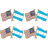 LUSEOAN USA and Honduras Crossed Double Flag Lapel Pins Small Mini Honduran National Friendship Pin Badge, 4PCS