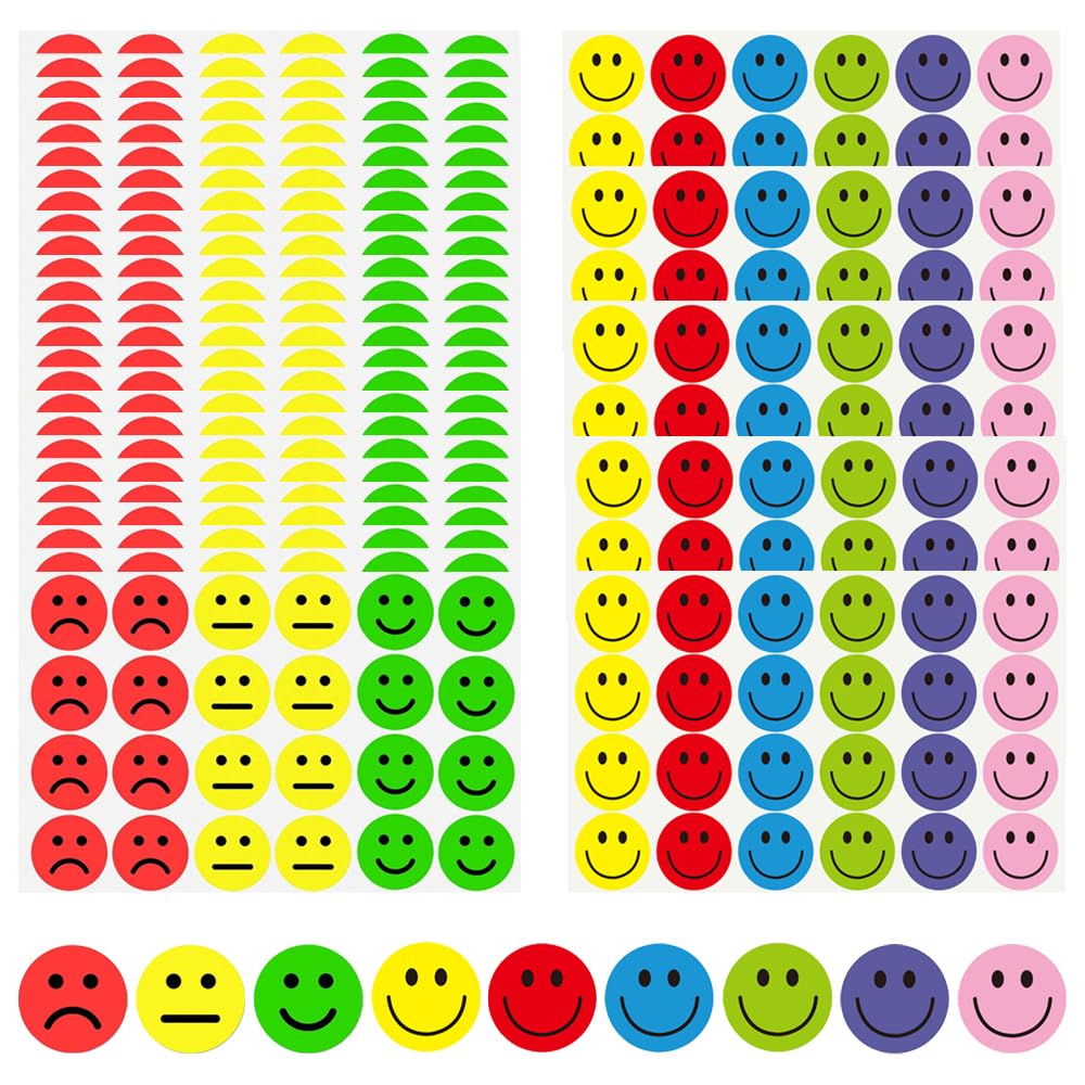 TRKETK 720 Pcs Emotion Face Stickers, Happy Sad Face Stickers Labels 25mm Reward Charts Emotion Rating Reward Decorations for Crafts Scrapbook Feelings Diary Classroom Behavior (30 Sheets)