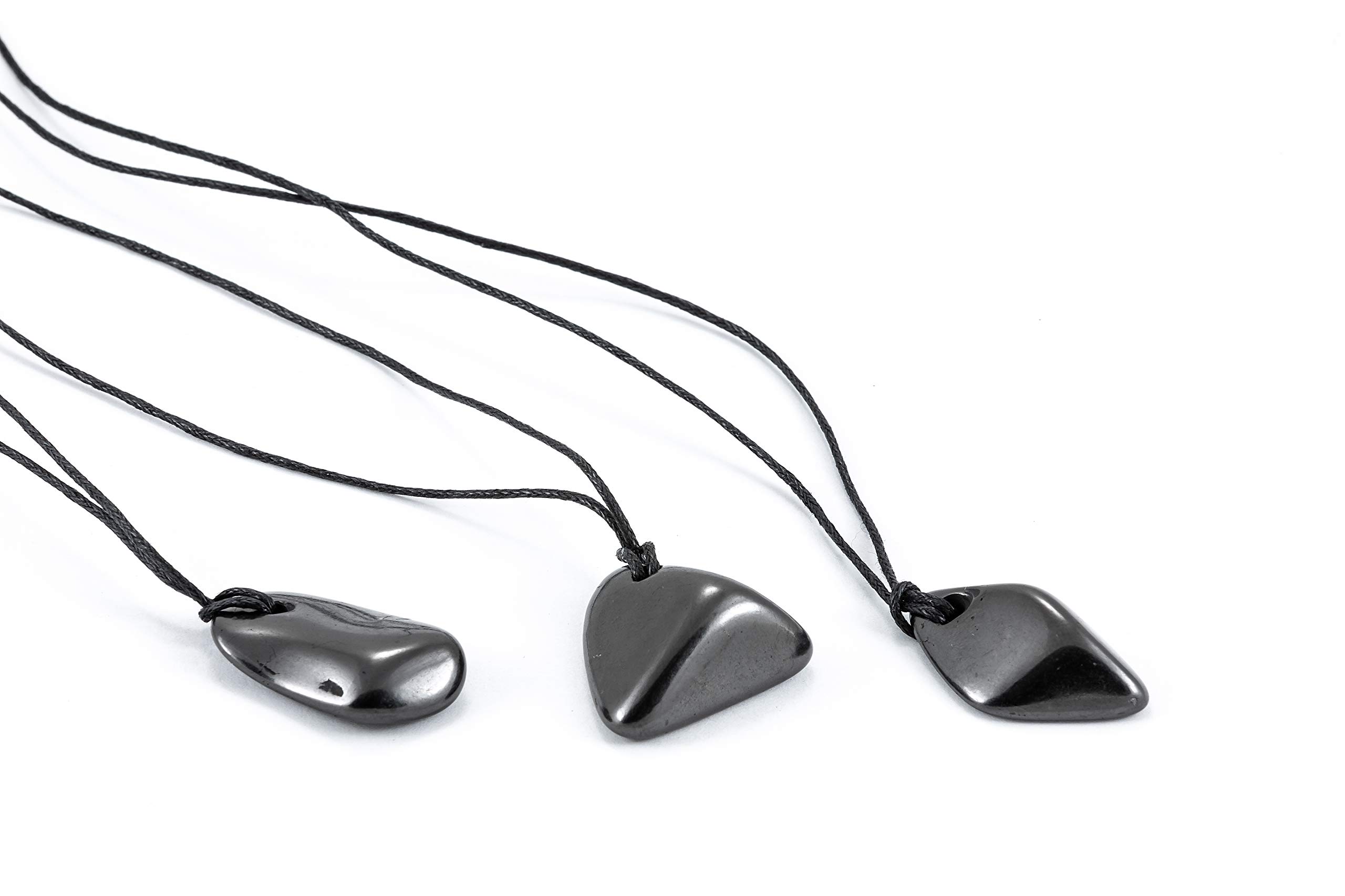 SN NATURSTEIN UG - Shungite "Tumbled Stone" Pendant, 2-4 cm | Gem Stone from Karelia - 3 Units