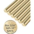 Coolneon Brass Rods 3/16 x 12",6PCS,Knife Handle Material,Knife Handle Pins,Brass Round Stock,Knife Pins,Brass Pins for Knife