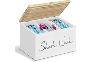 COZYYROME Tampon Holder for Bathroom with Lid, Shark Week Tampon Storage Pad Organizer for Bathroom, Farmhouse Tampon and Pad Storage Container Countertop,Feminine Products Caddy, Bathroom Decor Box