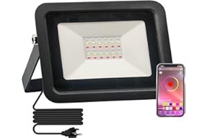 UT RGB LED Flood Lights 50W, Bluetooth Connected APP Control Floodlight IP66 Waterproof Color Changing Landscape Lights Led P