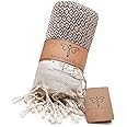 SMYRNA TURKISH COTTON Throw Blanket Vintage Series, 50x60 inch, Outdoor Blankets, Throws and Blankets for Couch, Sofa, Bed, Chair, Beach Picnic, Travel Boho Turkish Blanket Throw, Latte