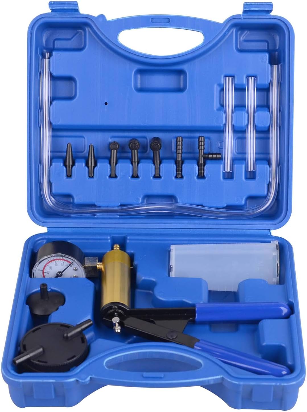 CARSC Hand Held Vacuum Pump Tester Set Vacuum Gauge and Brake Bleeder Kit for Automotive with