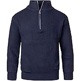 Beryielite Men's Quarter Zip Sweater Knitted Pullover Long Sleeve Solid Jumper Casual Sweatshirt for Autumn Winter