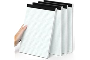 AILZFEI Quad Ruled Graph Paper Pad, 4 pack of 50 Sheets, White, 4x4 (4 Squares per inch), 8.5 x 11.75-Inch Grid Paper Pad