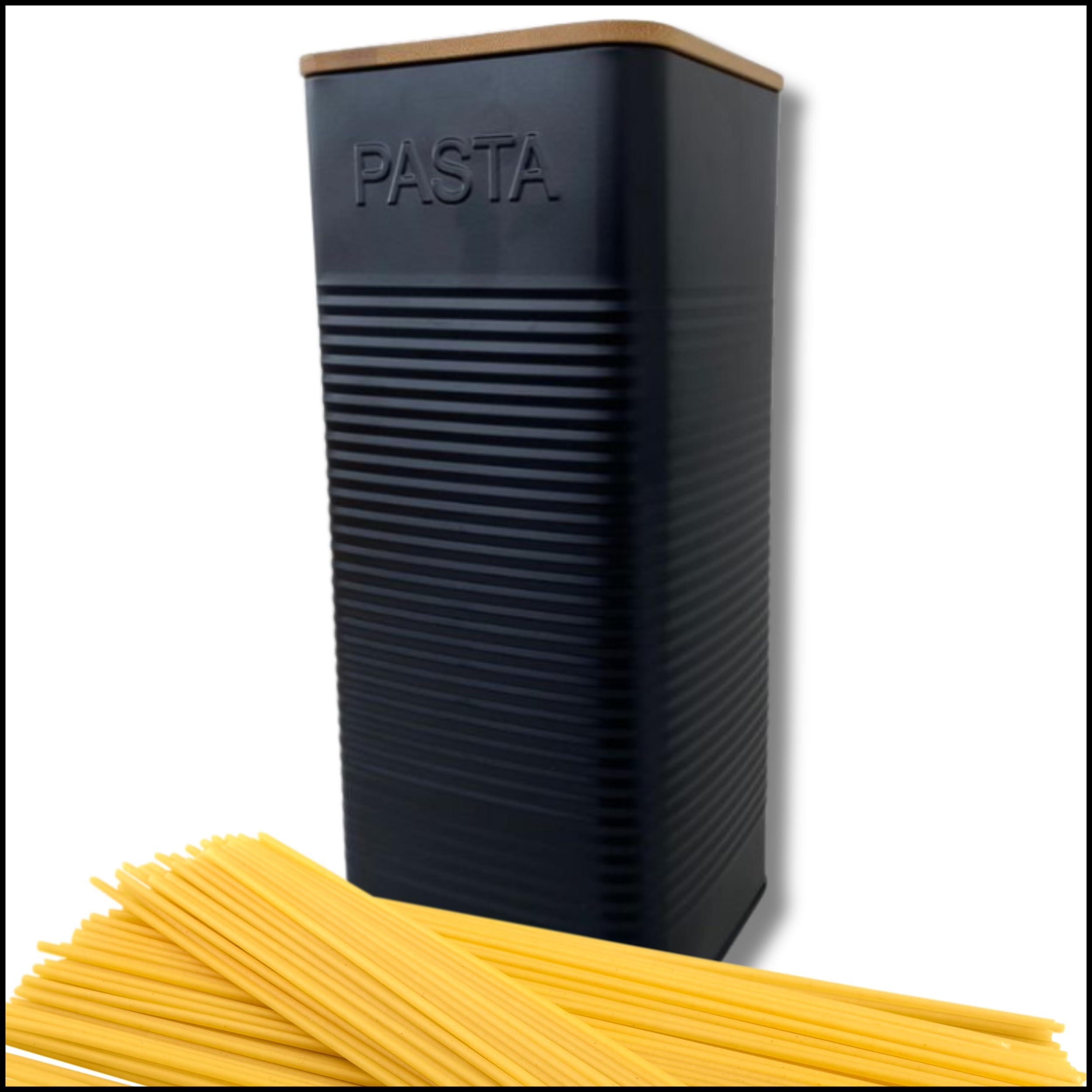 Evanmore Kitchen storage tins bread bin biscuit tin tea coffee sugar canisters pasta tin box (Pasta Tin)