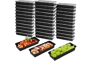 OBXMLFY Disposable Food Storage Containers with Lids Meal Prep Compartment To Go Take Out Plastic Black, Sturdy Leakproof Food Safe, Microwave Freezer Dishwasher Safe (25, 1 compartment)