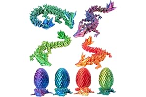Lot de 4 œufs de dragon imprimés en 3D, mini œufs de dragon articulés en cristal, panier de Pâques imprimés en 3D (style A)