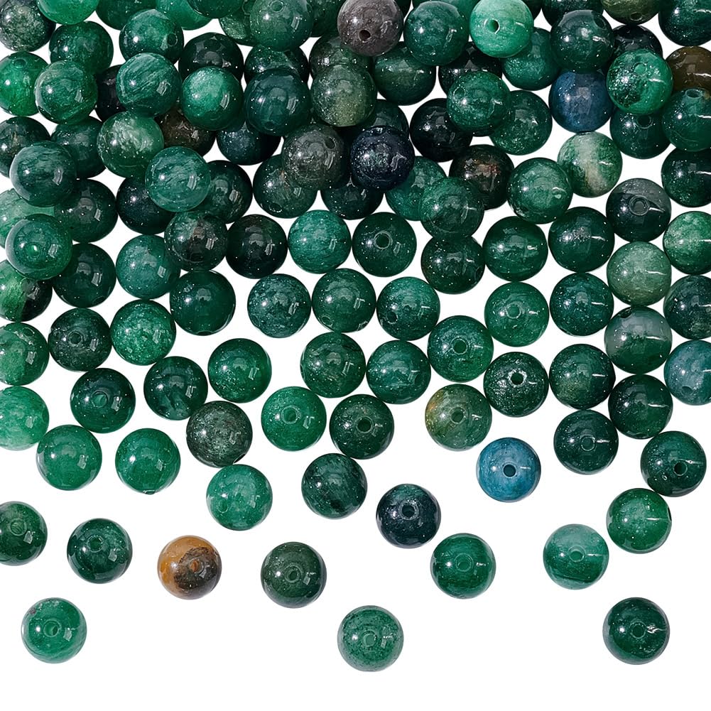 GOMAKERER About 128 Pcs Round Emerald Beads, 6.5mm Emerald Quartz Beads Natural Gemstone Beads Round Stone Bead Smooth Ball Beads Loose Spacer Beads for DIY Jewelry Making