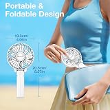 VersionTech Handheld Fan Portable USB Rechargeable 3 Speeds Foldable White view 2