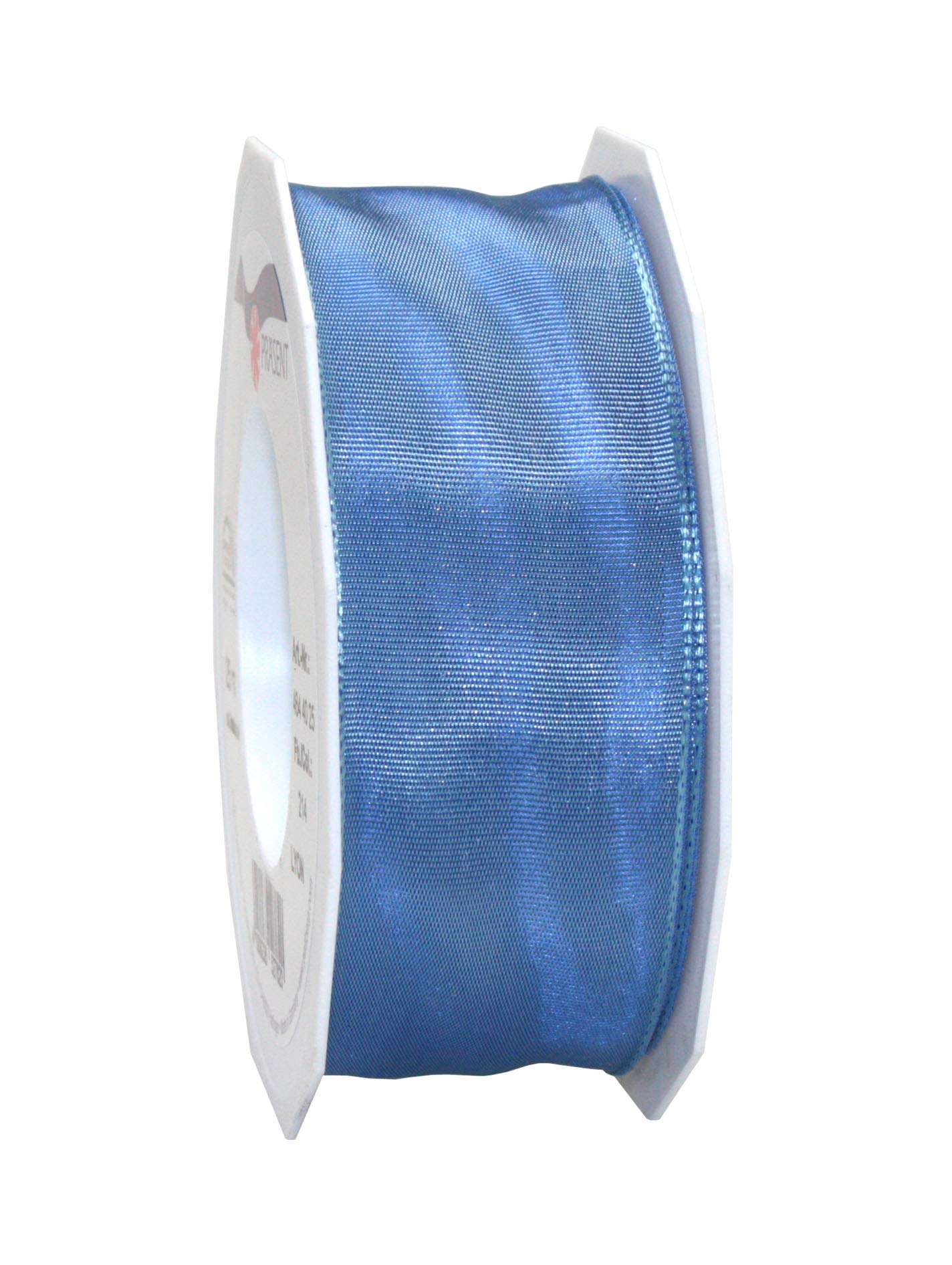 Präsent - Lyon Wired Taffeta Ribbon Azure 40 mm Width, 25 m Length