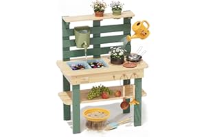 Lehoo Castle Wooden Mud Kitchen for Kids, Outdoor Play Kitchen with Real Water Sink and Kitchen Accessories, Garden Toys for 