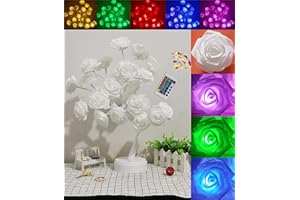 LEHAHA Night Light 16 Colors Changing Rose Flower Tree Table lamp with Remote Control Christmas Birthday Gift for Girl Kids Women for Holiday and Party Home Room Decoration