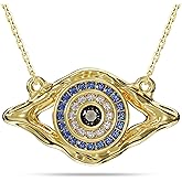 Evil Eye Necklace for Women, Sterling Silver Gold Evil Eye Necklace with 16K Gold Plated, Third Eye Pendant Protection Jewelry Christmas Gifts for Women on Birthday Anniversary Christmas for Wife Girlfriend Her