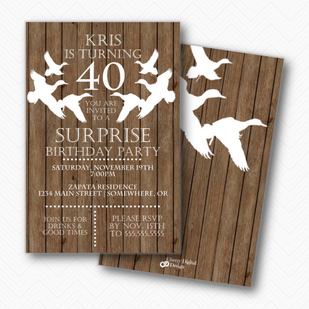 Amazon Com Rustic Wood Duck Hunter 40th Birthday Party Invitations Envelopes Included Handmade