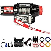 Warn R25 Wire Rope Winch 2,500 lb Pulling Capacity, 50&rsquo; of 3/16&rdquo; Steel Rope | Remote-mounted rocker switch, Roller fairlead for ATV, UTV, Side by Side, and SXS Recovery &amp; Towing