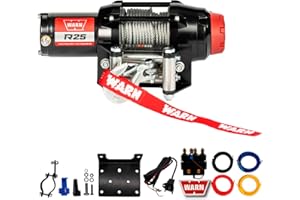 Warn R25 Wire Rope Winch – 2,500 lb Pulling Capacity, Equipped with 50’ of 3/16” Steel Rope & Remote-Mounted Rocker Switch - 