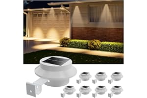 FALOVE 8 Pack White Solar Powered Clip On Gutter Mount Lights Outdoor Waterproof LED Fence Lamp for Lighting Rainspout, Railing, Outside House, Wall, Deck, Porch, Garage, Easy Peasy Installation(Warm White)