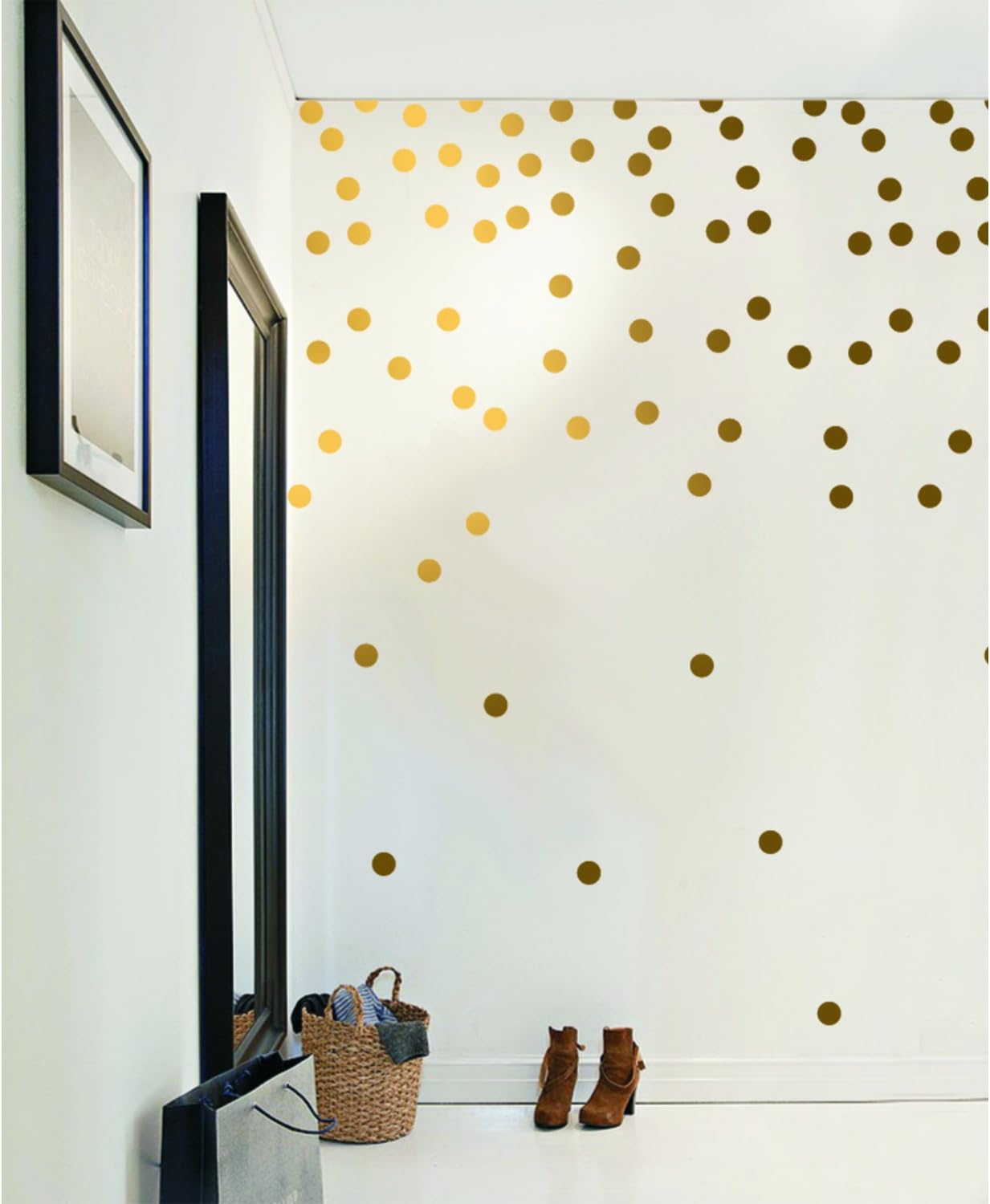 Gold Wall Decal Dots (200 Decals) Posh Dots Metallic Gold Circle Stickers Baby Nursery Kids Room Trendy Cute Fun Vinyl Removable Round Polka Dot Decals Safe for Wall Paint (Gold, 1.5inch x 200pcs)