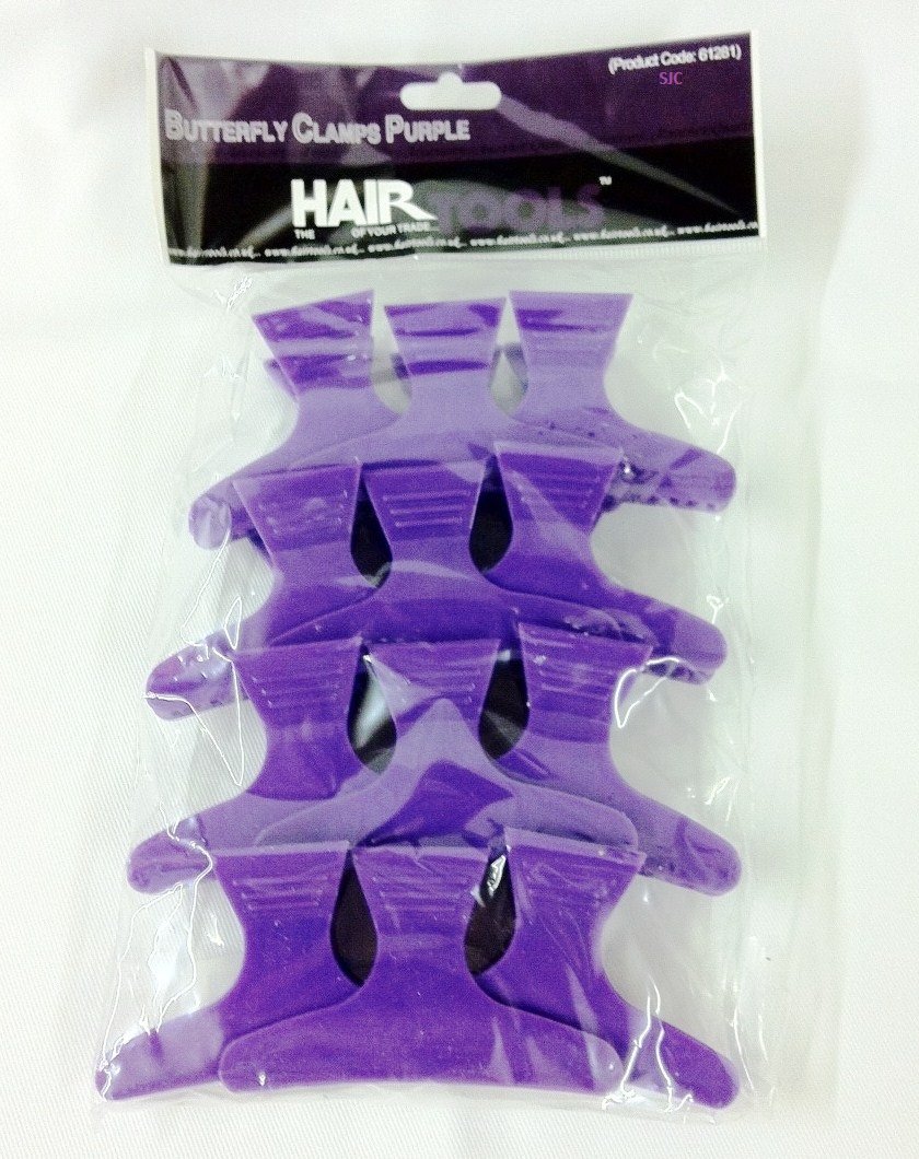 Hair Tools Hair Salon Butterfly Section Clamps/Clips X12 Purple