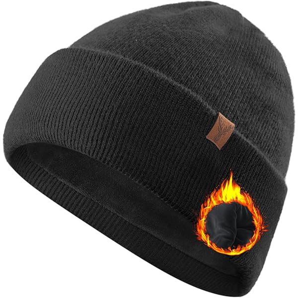 ACUSHLA Waterproof Windproof Cuff Beanie Winter Hat Stretchy Soft Cuffed Wooly Beanie With Thermal Thick Fleece Lining, Gifts For Men/Women/Her/Him/Dad, Black - View #2