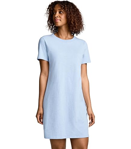 Fair Indigo Women's Organic All-Cotton Scoop Neck Dress (S, Dark Charcoal Heather) at Amazon Women's Clothing store