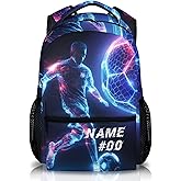 Wedinosaurnes Kids Boys Backpack, Custom Soccer Backpack for Boys, Back to School Gifts, Personalized Sports Bookbag for Teens, Cool Bookbag for School Preschool Elementary Kindergarten