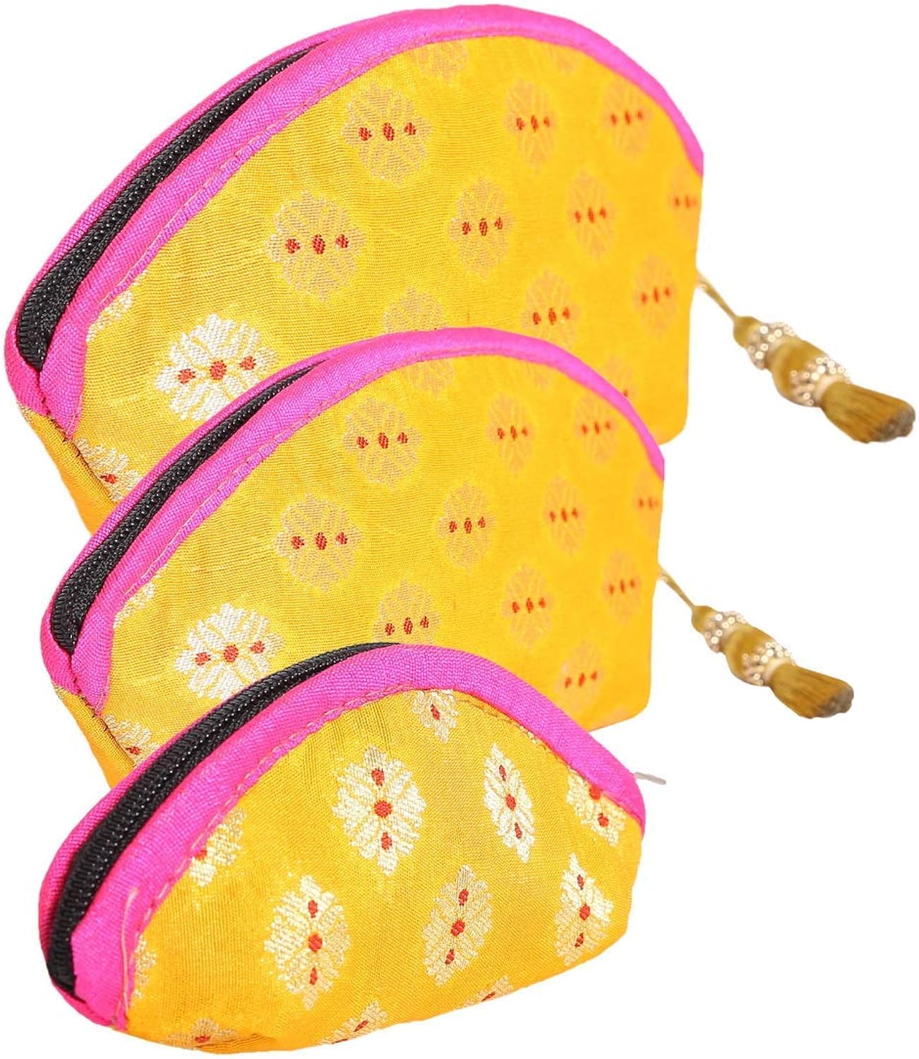 Handmade Antique Silk Vanity Pouches Indian Made Purse Clutch Organza