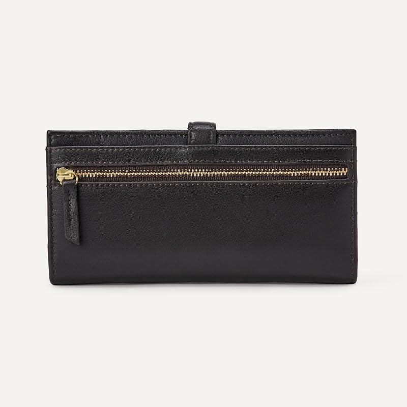 Portafoglio in Pelle Stile Pochette Donna, Marrone Scuro, Taglia Unica