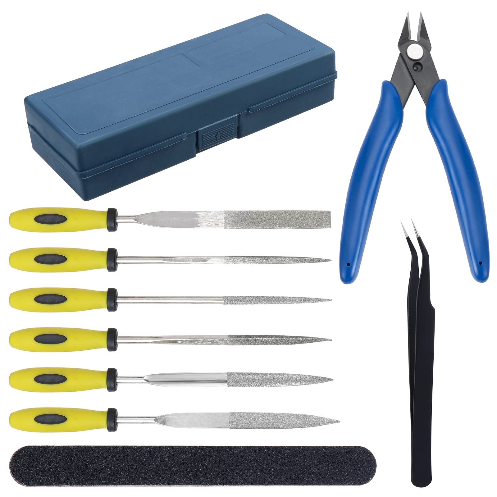 KEESIN 11PCS 3D Printer Removal Cleaning Tool Kit, Including Needle Nose Plier, Tweezers, Filing Tool, Cutter Clean Up Kit, Double-sided Polished Bar, Gundam Model Tools