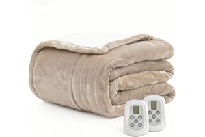 WATO FT Heated Blanket Electric Blanket Queen Size 84"x90" Fast Heating Electric Blanket with Dual Control 10 Heat Levels & 10 Hours Auto-Off Overheat Protection Cozy Soft Flannel Heated Throw Blanket