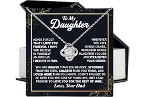 Mapileng Daughter Gift From Dad, To My Daughter Love Knot Necklace From Dad With Heartfelt Message, Jewelry Gifts From Daddy, Valentines Day, Graduation, Birthday, Christmas Gift From Daddy