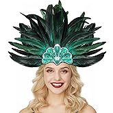 Gionforsy Carnival Headpieces for Women Feather Caribbean Headdress Mardi Gras Accessories 1920s Flapper Headband
