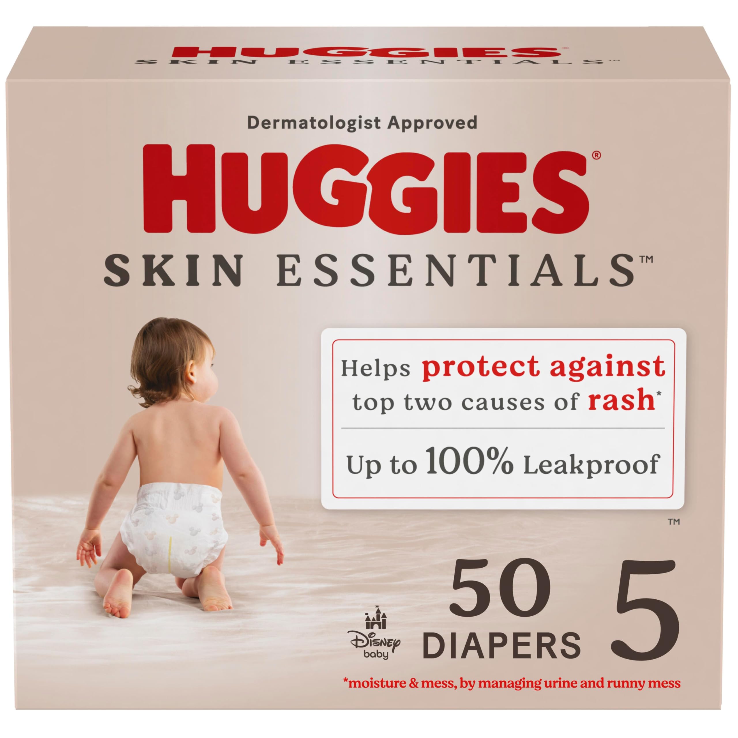 Huggies Size 5 Diapers, Skin Essentials Baby Diapers, Size 5 (27+ lbs), 50 Count Image