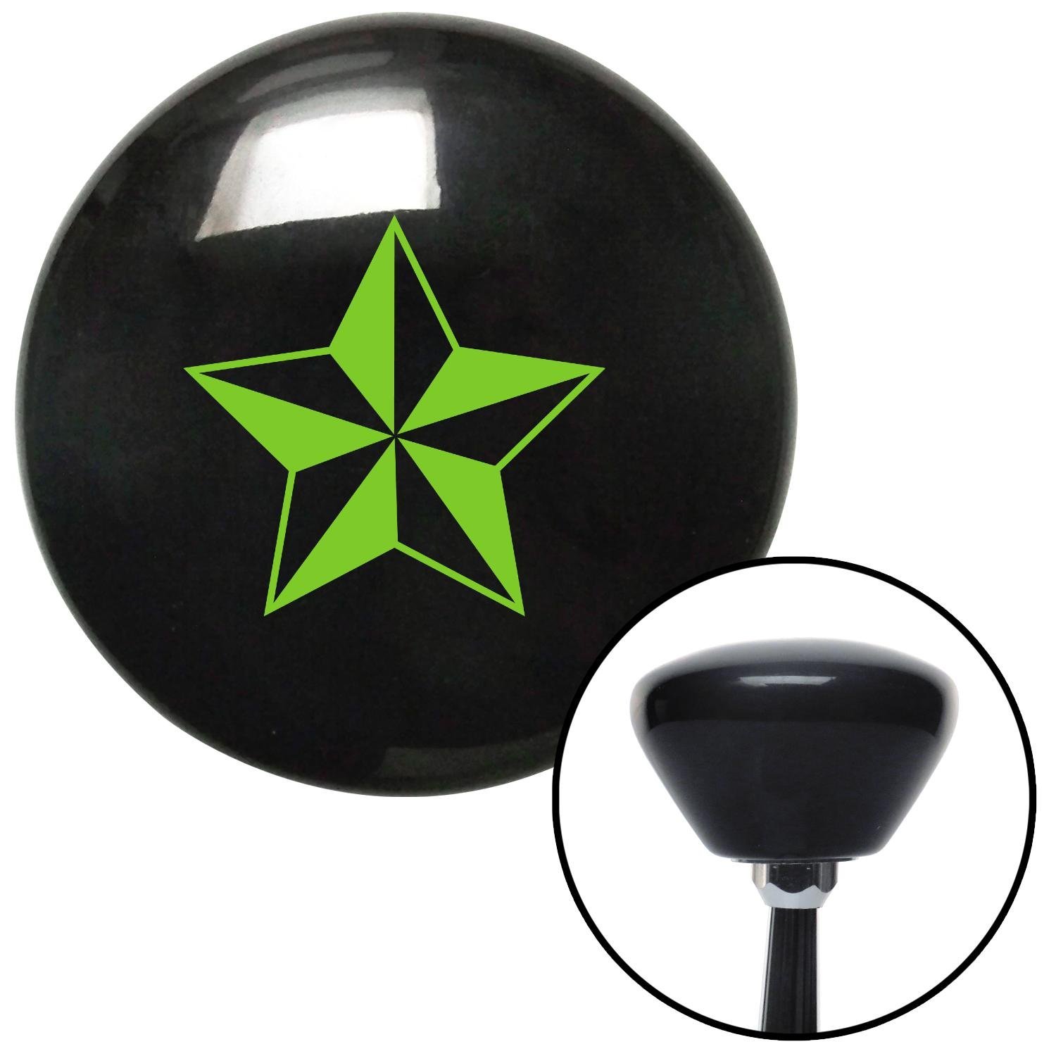 Green Tattoo Star Wide American Shifter 146890 Black Retro Shift Knob