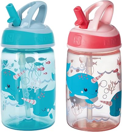 Nuby Mighty Swig Water Bottle Pack of 2 360 ml No Spill Sippy Cup