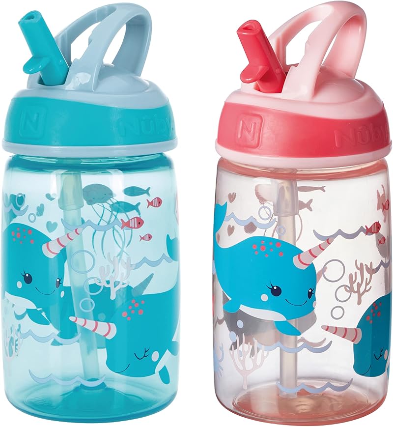 Nuby Mighty Swig Water Bottle Pack of 2 360 ml No Spill Sippy Cup
