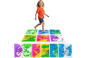 JUEOQOY Liquid Sensory Floor Tiles for Kids – Ocean-Themed Step-On Liquid Tiles with Floating Creatures for Visual Tracking, 